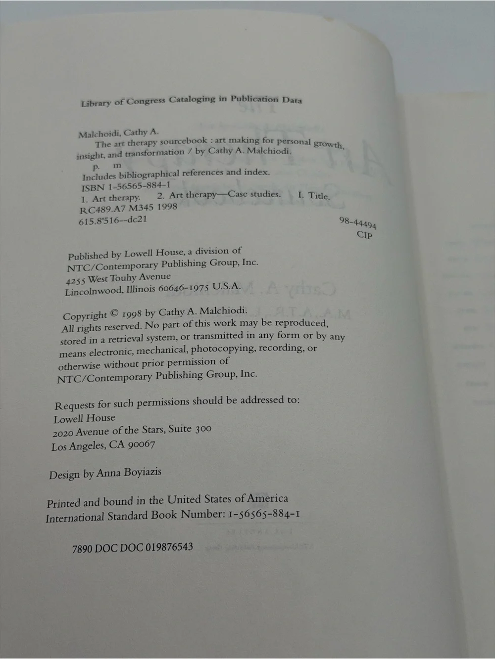 The Art Therapy Sourcebook by Cathy A. Malchiodi (Paperback Book, 1998)